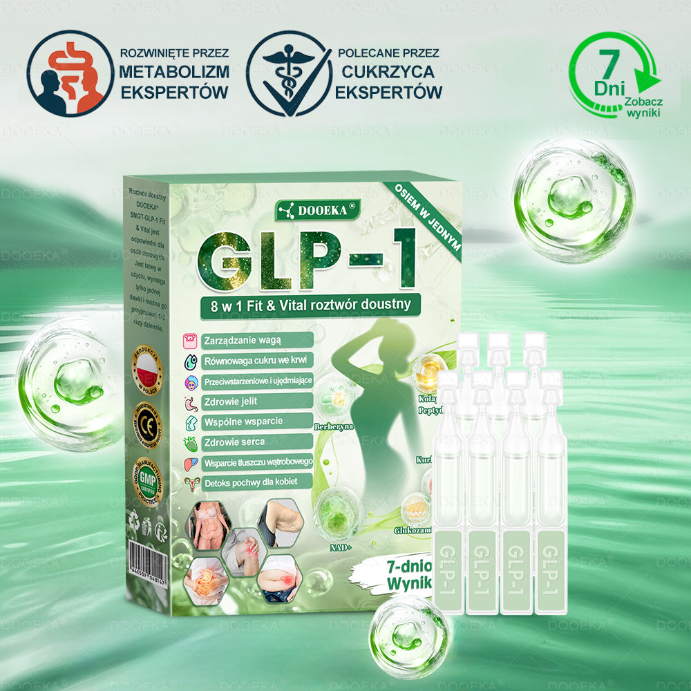 💟🧑⚕️ DOOEKA® GLP-1 8 w 1 Fit & Vital roztwór doustny – Raz dziennie, widoczne zmiany w ciągu 7 dni / W przypadku otyłości, zdrowia serca i układu krążenia, cukrzycy, bezdechu sennego, zdrowia jelit, problemów ze stawami i wielu innych