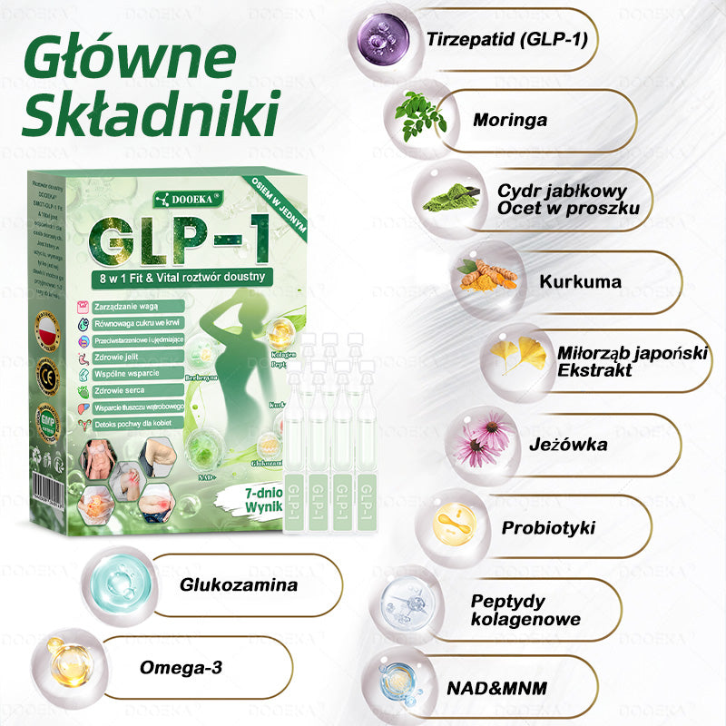 🧑‍⚕️ 💟💟 DOOEKA® GLP-1 8 w 1 Fit & Vital roztwór doustny – Raz dziennie, widoczne zmiany w ciągu 7 dni / W przypadku otyłości, zdrowia serca i układu krążenia, cukrzycy, bezdechu sennego, zdrowia jelit, problemów ze stawami i wielu innych
