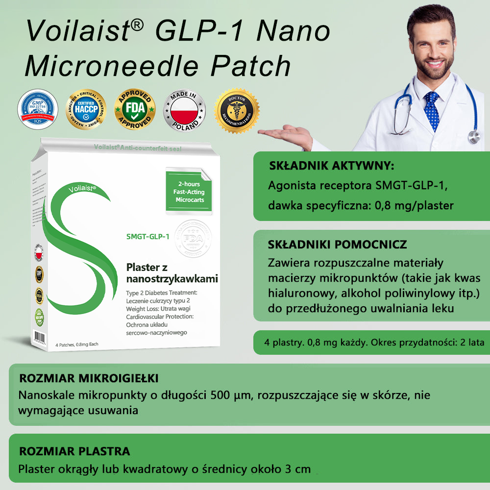 🎁 Voilaist® SMGT-GLP-1 Nano Microneedle Patch🍃Bezbolesny, długotrwały, zwalczający cukrzycę, otyłość i choroby układu krążenia 🎁