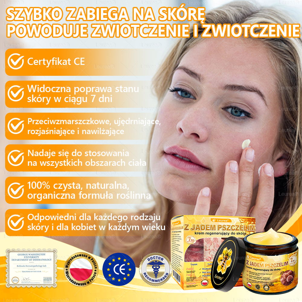 🔥🔥Leurea® Jad Pszczeli Regeneracja Skóry Krem🔥 Naturalna regeneracja skóry, wygładzenie zmarszczek i promienna cera-50 ml