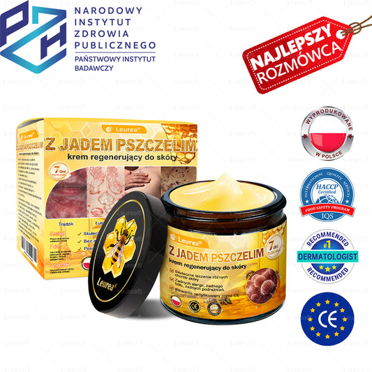 Leurea® Krem z Jadem Pszczelim do Regeneracji Skóry 🔥 Naturalna regeneracja, wygładzenie zmarszczek, poprawa kondycji skóry oraz redukcja plamicy starczej (purpury) – 50 ml