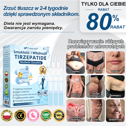 ✨Klinicznie potwierdzone | Oficjalny sklep | CrazyLeaf® Szczupłość i Witalność Tirzepatide – doustny roztwór wspierający odchudzanie, ciśnienie i poziom cukru