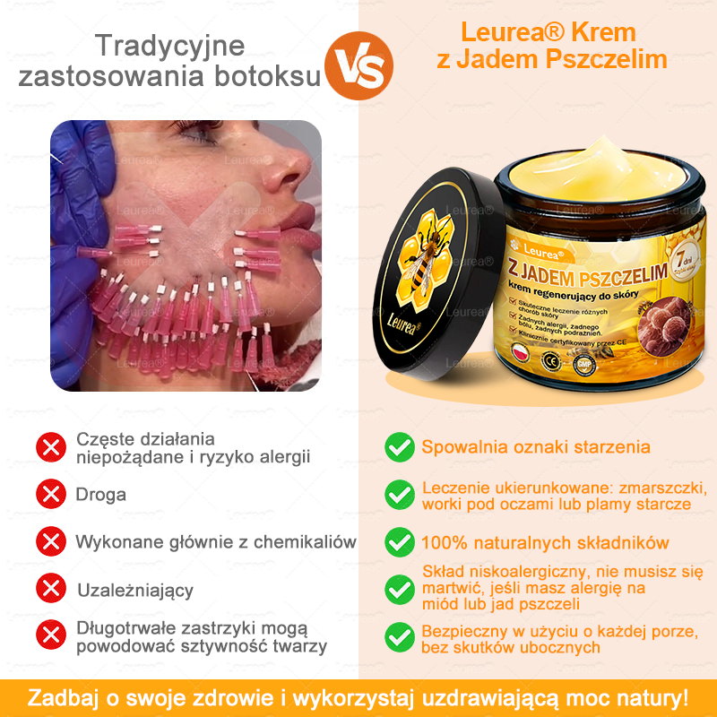 🔥🔥Leurea® Jad Pszczeli Regeneracja Skóry Krem🔥 Naturalna regeneracja skóry, wygładzenie zmarszczek i promienna cera-50 ml